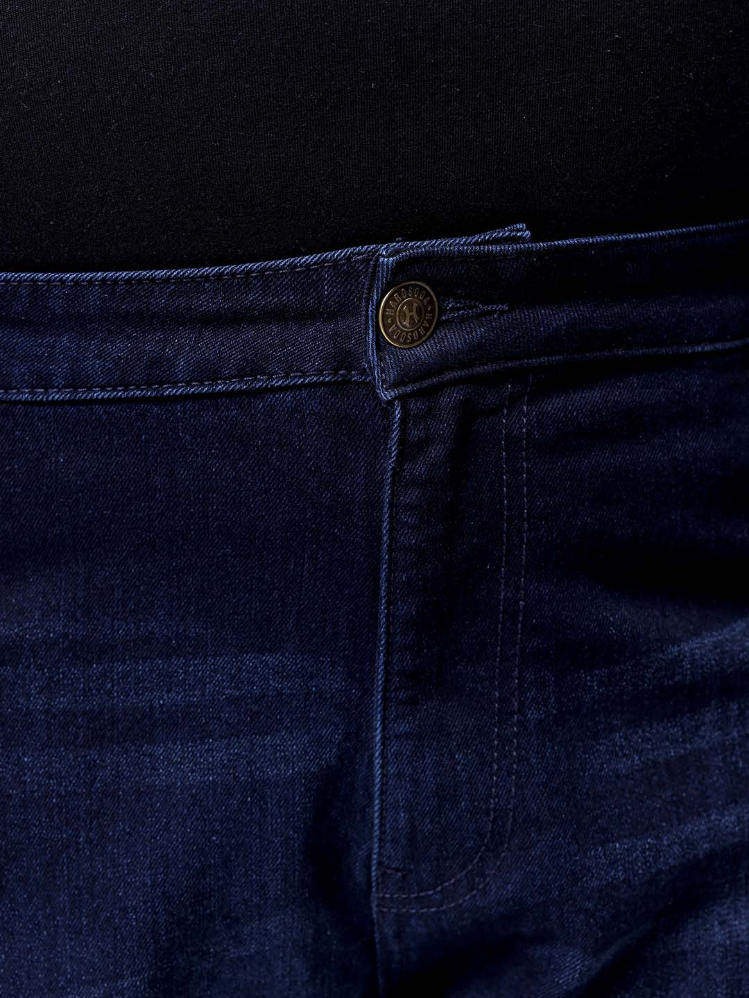 Men's Plus Size Dark Blue Baggy Fit Solid Stretchable Jeans