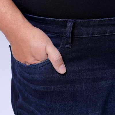 Men's Plus Size Dark Blue Baggy Fit Solid Stretchable Jeans