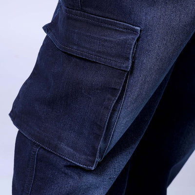 Men's Plus Size Dark Blue Baggy Fit Solid Stretchable Jeans