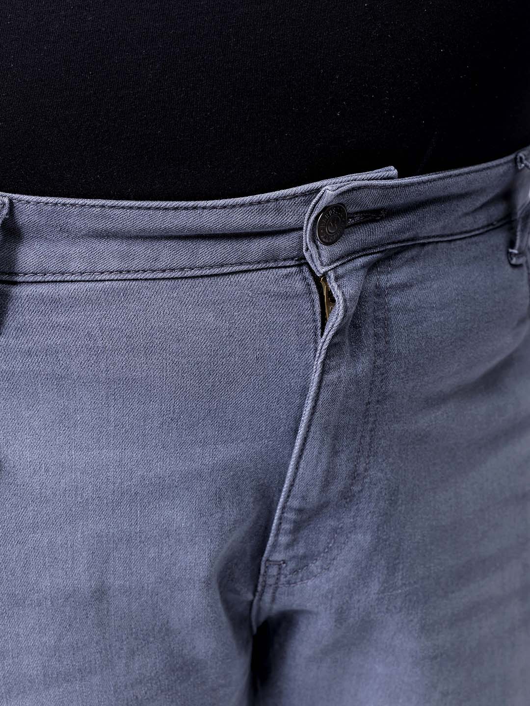 Men's Plus Size Grey Baggy Fit Solid Stretchable Jeans