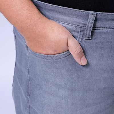 Men's Plus Size Grey Baggy Fit Solid Stretchable Jeans