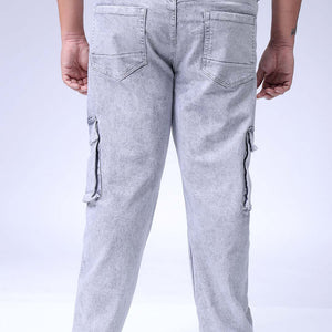 Men's Plus Size Grey Baggy Fit Solid Stretchable Jeans