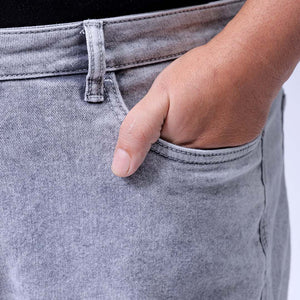 Men's Plus Size Grey Baggy Fit Solid Stretchable Jeans