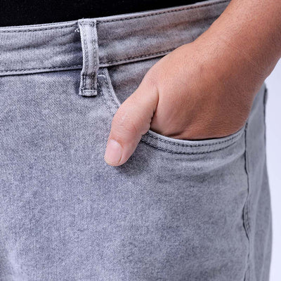 Men's Plus Size Grey Baggy Fit Solid Stretchable Jeans