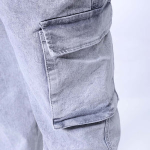 Men's Plus Size Grey Baggy Fit Solid Stretchable Jeans