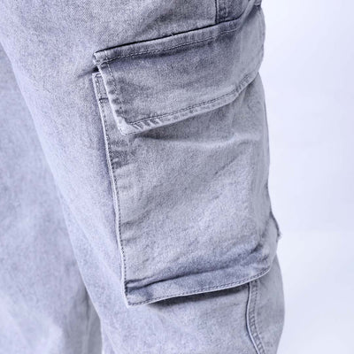 Men's Plus Size Grey Baggy Fit Solid Stretchable Jeans