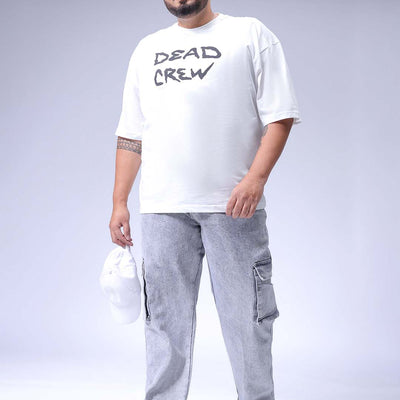 Men's Plus Size Grey Baggy Fit Solid Stretchable Jeans