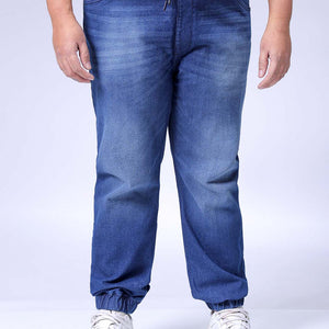 Men's Plus Size Blue Slim Fit Solid Stretchable Denim Jogger