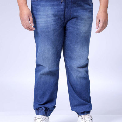Men's Plus Size Blue Slim Fit Solid Stretchable Denim Jogger
