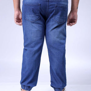 Men's Plus Size Blue Slim Fit Solid Stretchable Denim Jogger