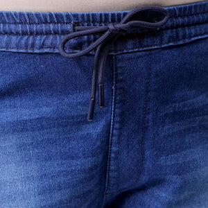 Men's Plus Size Blue Slim Fit Solid Stretchable Denim Jogger