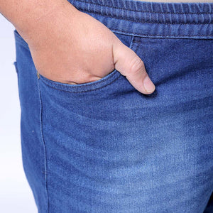 Men's Plus Size Blue Slim Fit Solid Stretchable Denim Jogger