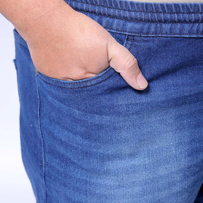 Men's Plus Size Blue Slim Fit Solid Stretchable Denim Jogger