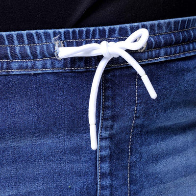 Men's Plus Size Blue Slim Fit Solid Stretchable Denim Jogger