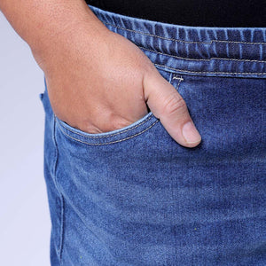 Men's Plus Size Blue Slim Fit Solid Stretchable Denim Jogger