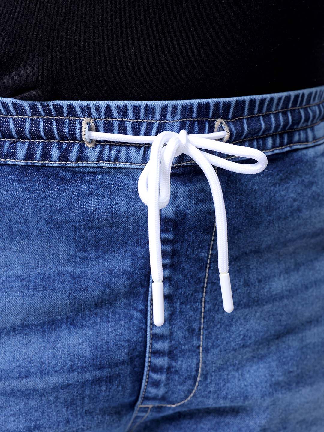 Men's Plus Size Light Blue Slim Fit Solid Stretchable Denim Jogger
