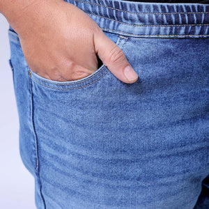 Men's Plus Size Light Blue Slim Fit Solid Stretchable Denim Jogger