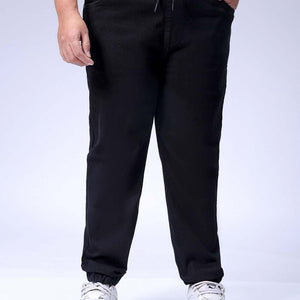Men's Plus Size Black Slim Fit Solid Stretchable Denim Jogger