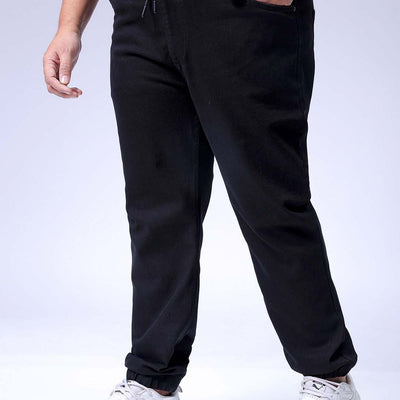 Men's Plus Size Black Slim Fit Solid Stretchable Denim Jogger