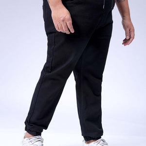 Men's Plus Size Black Slim Fit Solid Stretchable Denim Jogger
