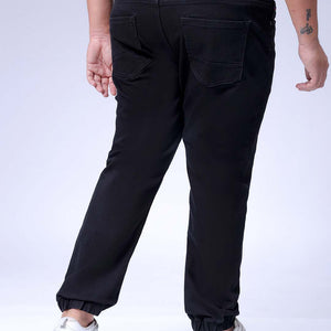 Men's Plus Size Black Slim Fit Solid Stretchable Denim Jogger
