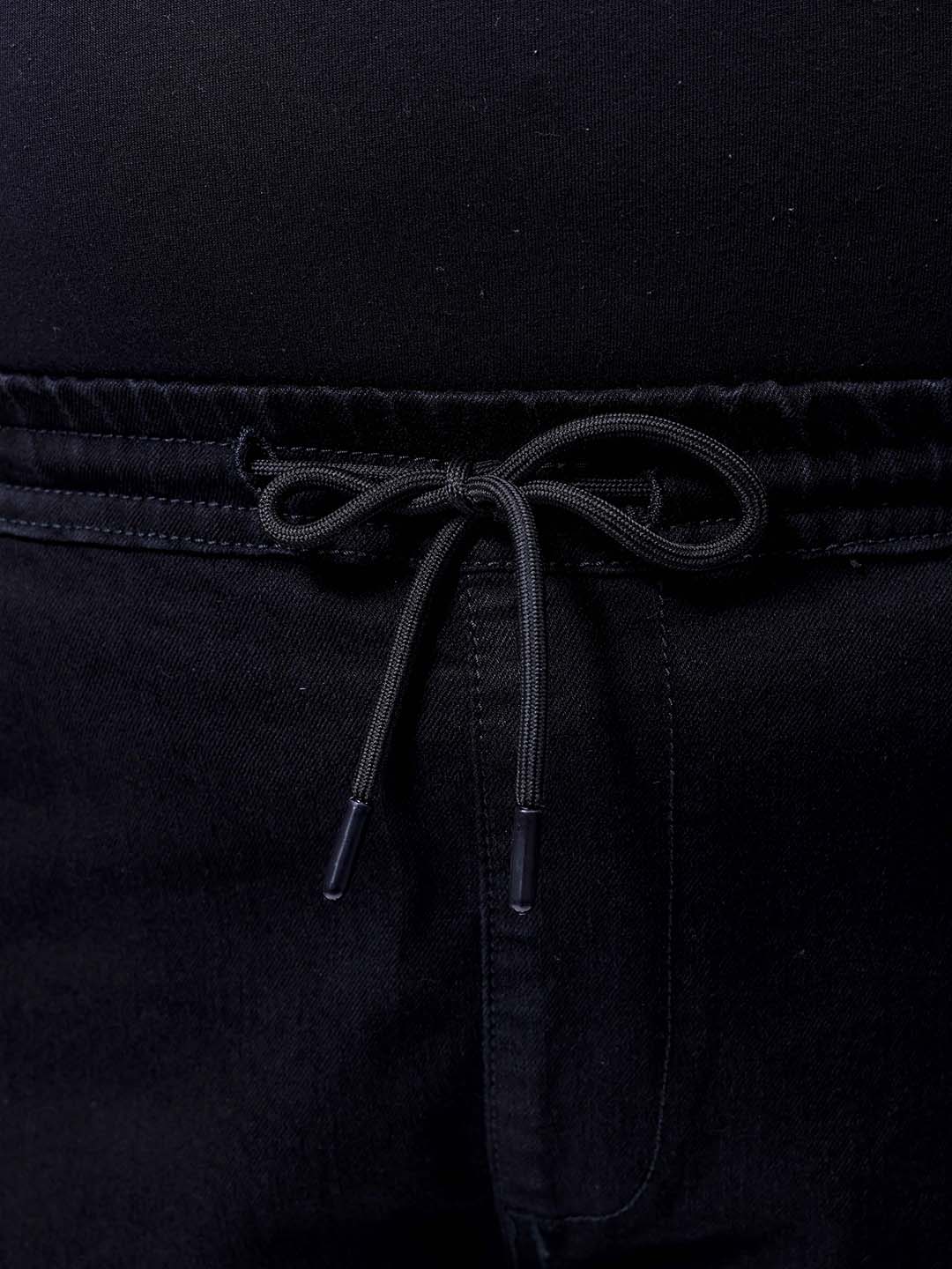 Men's Plus Size Black Slim Fit Solid Stretchable Denim Jogger