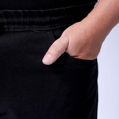 Men's Plus Size Black Slim Fit Solid Stretchable Denim Jogger
