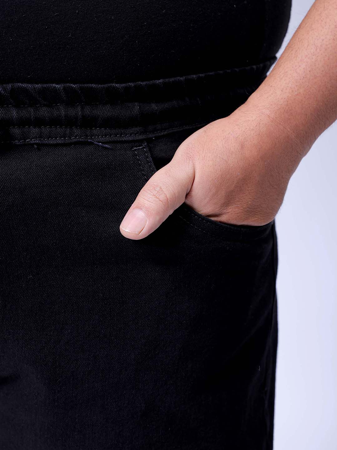 Men's Plus Size Black Slim Fit Solid Stretchable Denim Jogger