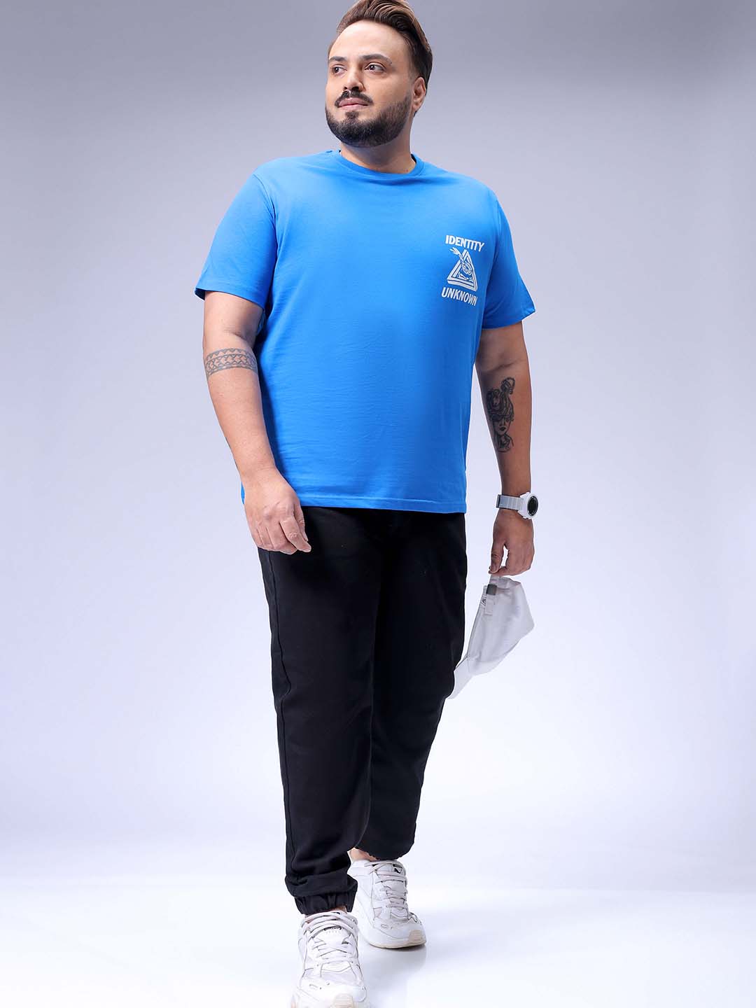 Men's Plus Size Black Slim Fit Solid Stretchable Denim Jogger