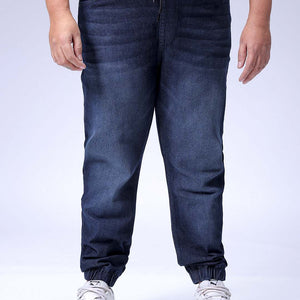 Men's Plus Size Black Slim Fit Solid Stretchable Denim Jogger