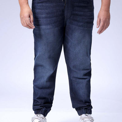 Men's Plus Size Black Slim Fit Solid Stretchable Denim Jogger