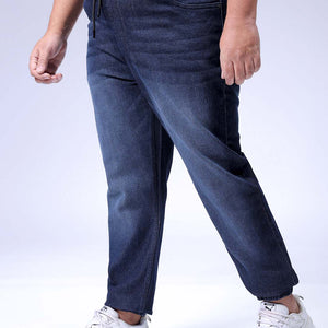 Men's Plus Size Black Slim Fit Solid Stretchable Denim Jogger