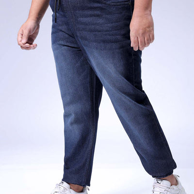 Men's Plus Size Black Slim Fit Solid Stretchable Denim Jogger