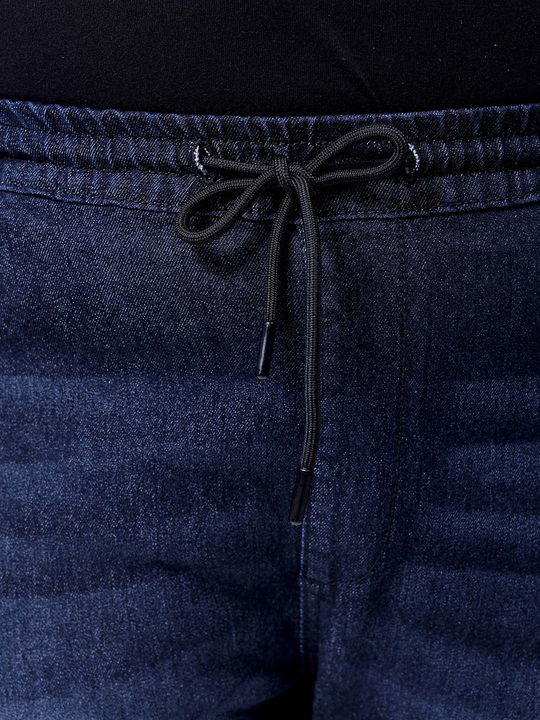 Men's Plus Size Black Slim Fit Solid Stretchable Denim Jogger