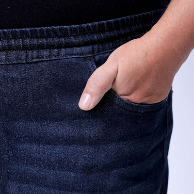 Men's Plus Size Black Slim Fit Solid Stretchable Denim Jogger