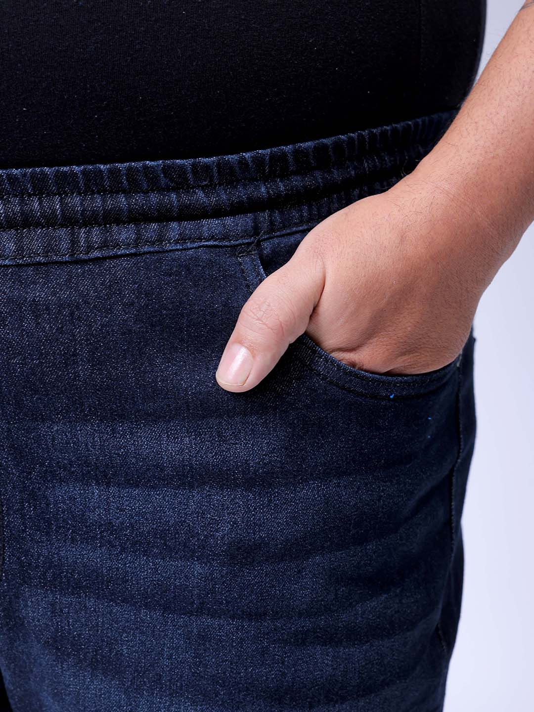Men's Plus Size Black Slim Fit Solid Stretchable Denim Jogger