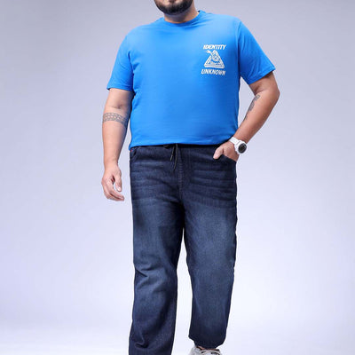 Men's Plus Size Black Slim Fit Solid Stretchable Denim Jogger