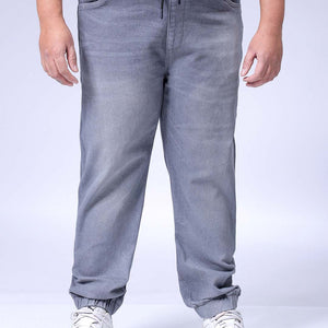 Men's Plus Size Grey Slim Fit Solid Stretchable Denim Jogger