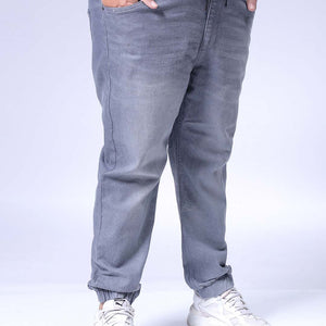 Men's Plus Size Grey Slim Fit Solid Stretchable Denim Jogger