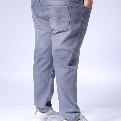Men's Plus Size Grey Slim Fit Solid Stretchable Denim Jogger