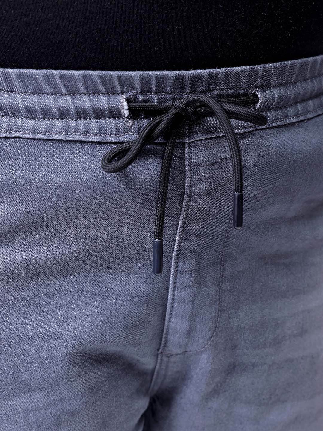 Men's Plus Size Grey Slim Fit Solid Stretchable Denim Jogger