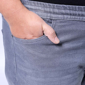 Men's Plus Size Grey Slim Fit Solid Stretchable Denim Jogger