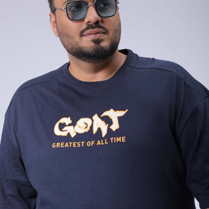 Men's Plus Size Navy Relaxed Fit Printed T-Shirt