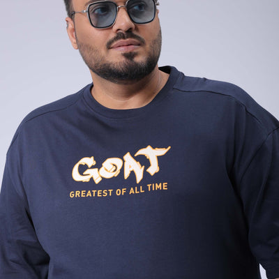 Men's Plus Size Navy Relaxed Fit Printed T-Shirt