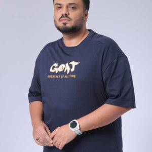 Men's Plus Size Navy Relaxed Fit Printed T-Shirt