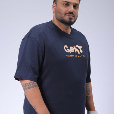 Men's Plus Size Navy Relaxed Fit Printed T-Shirt