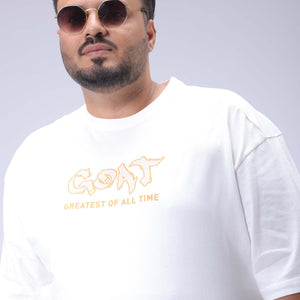 Men's Plus Size White Relaxed Fit Printed T-Shirt