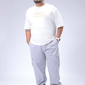 Men's Plus Size White Relaxed Fit Printed T-Shirt