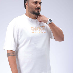 Men's Plus Size White Relaxed Fit Printed T-Shirt