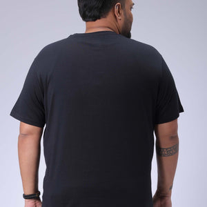 Men's Plus Size Black Regular Fit Printed T-Shirt